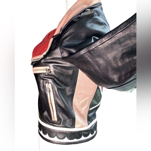 Valentino Heart Intarsia Leather Biker Jacket. (MC) - Picture 17 of 17